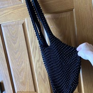 Beaded black slouchy bag